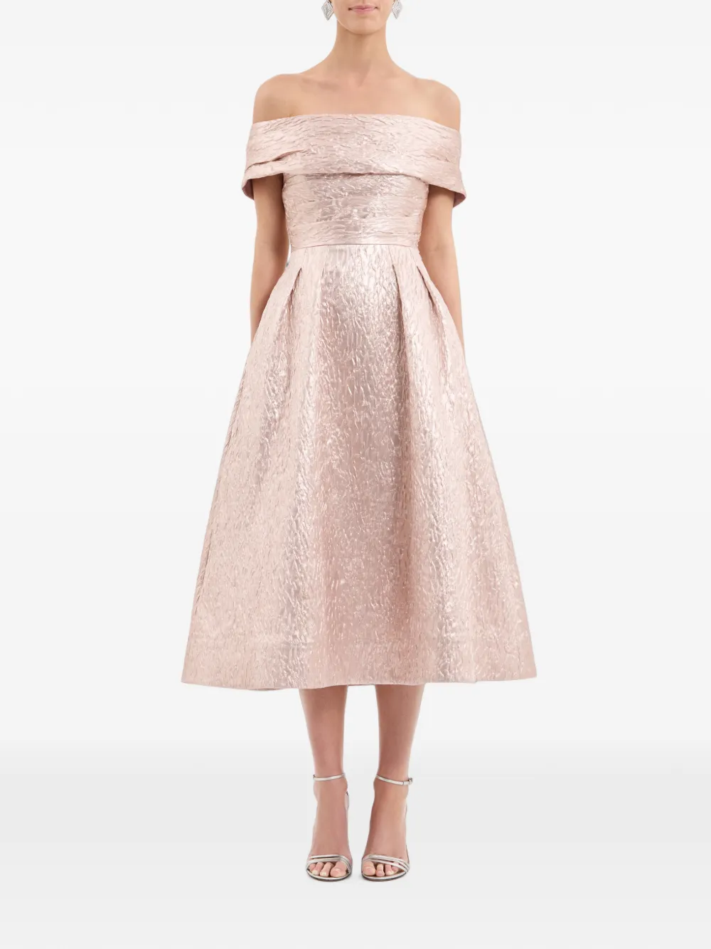 Rebecca Vallance Opaline off-shoulder midi-jurk Roze