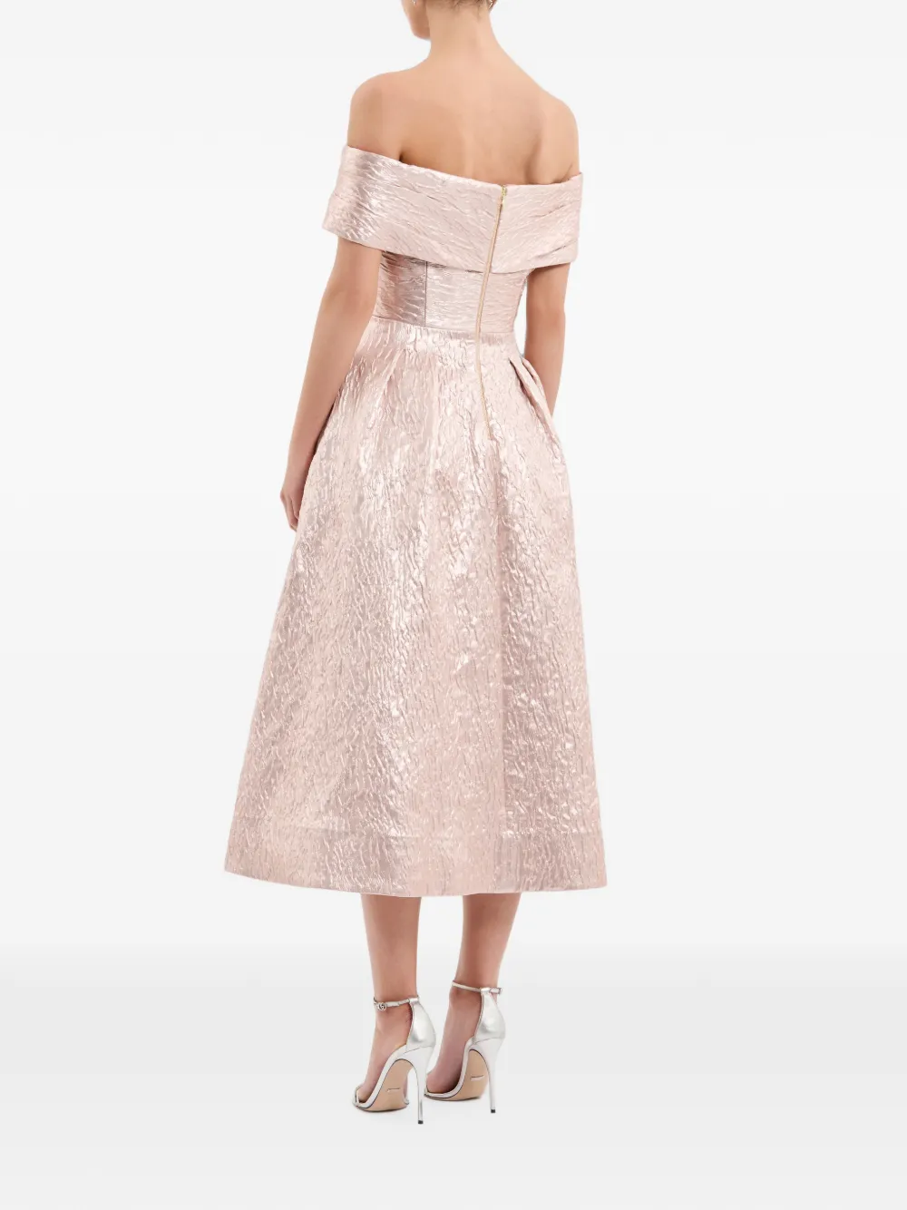 Rebecca Vallance Opaline off-shoulder midi-jurk Roze