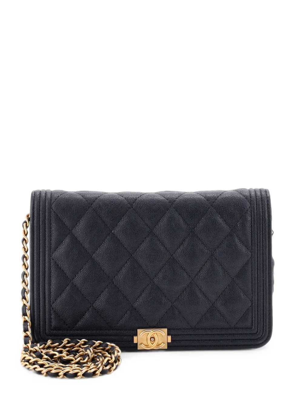 CHANEL Pre-Owned Boy Wallet on Chain Quilted Caviar crossbody bag - Blau