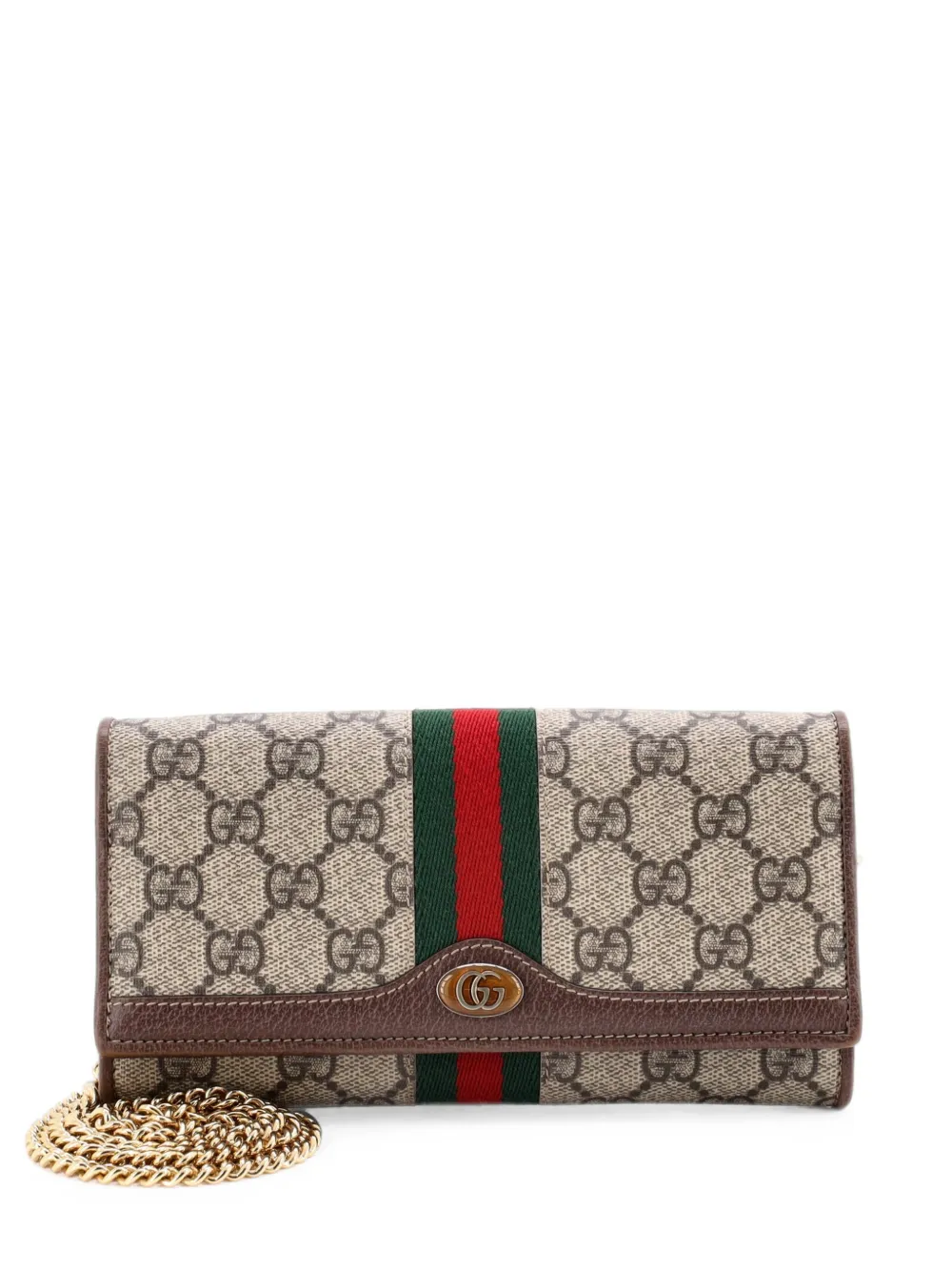 Gucci Pre-Owned Ophidia Chain Wallet GG Coated Canvas crossbody bag - Marrone