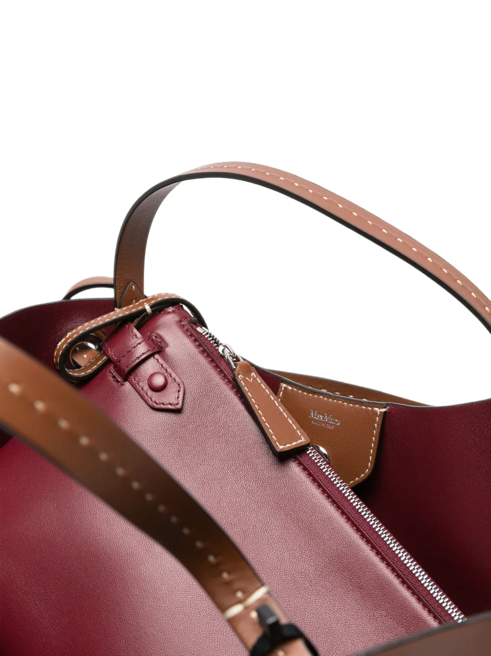 Max Mara Contrast-stitching Tote Bag in Brown, view 5