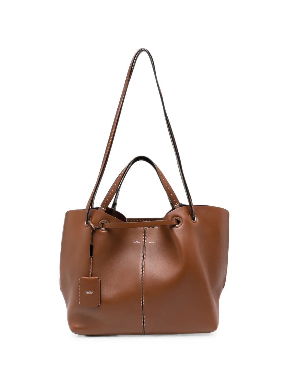 Max Mara contrast-stitching tote bag - Marrone