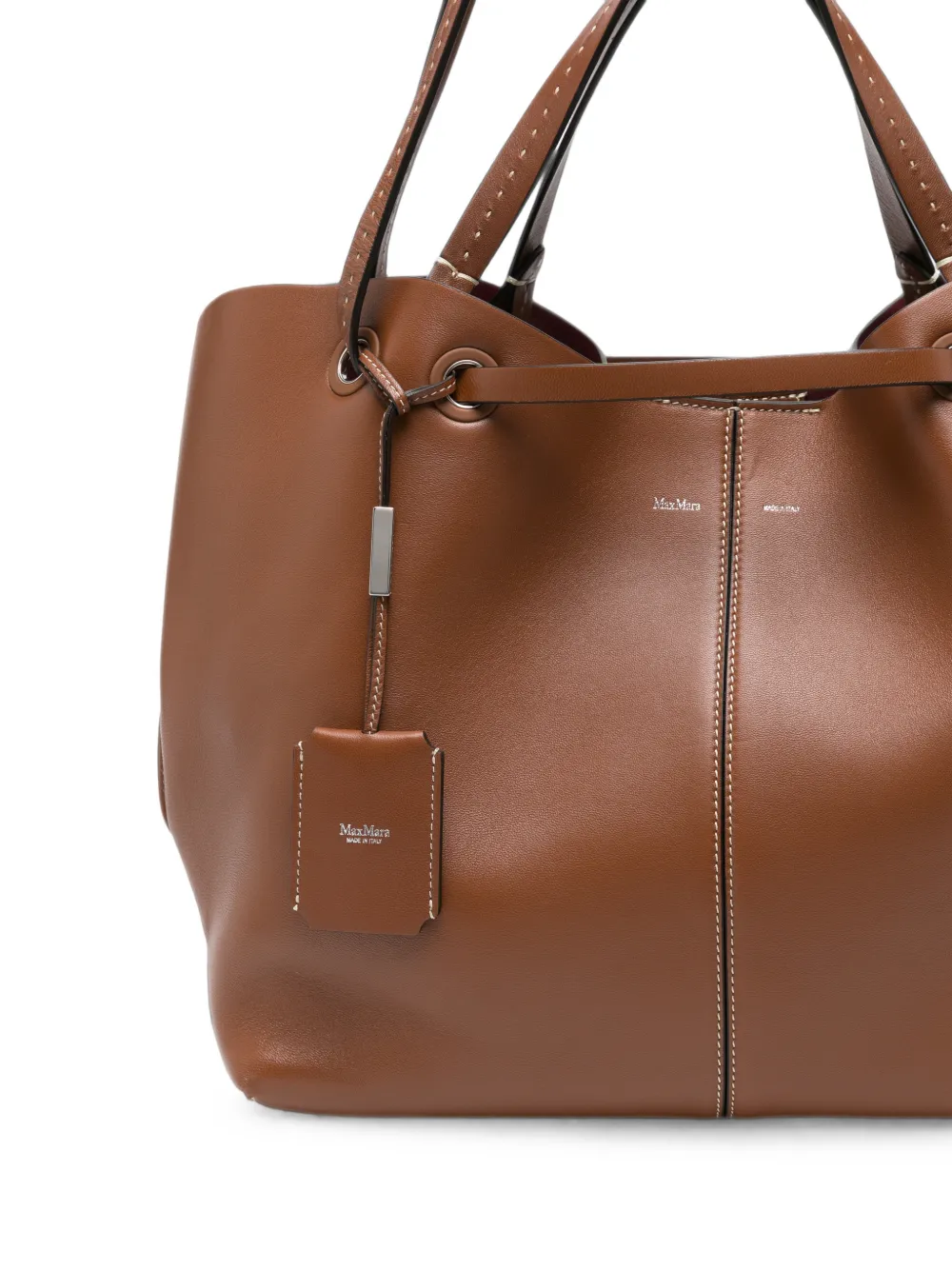 Max Mara Contrast-stitching Tote Bag in Brown, view 4