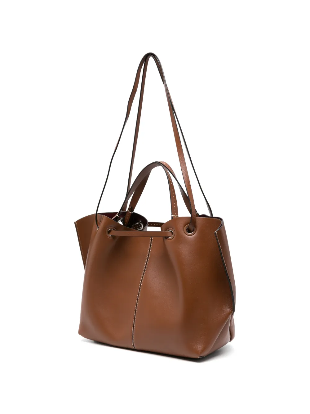 Max Mara Contrast-stitching Tote Bag in Brown, view 3