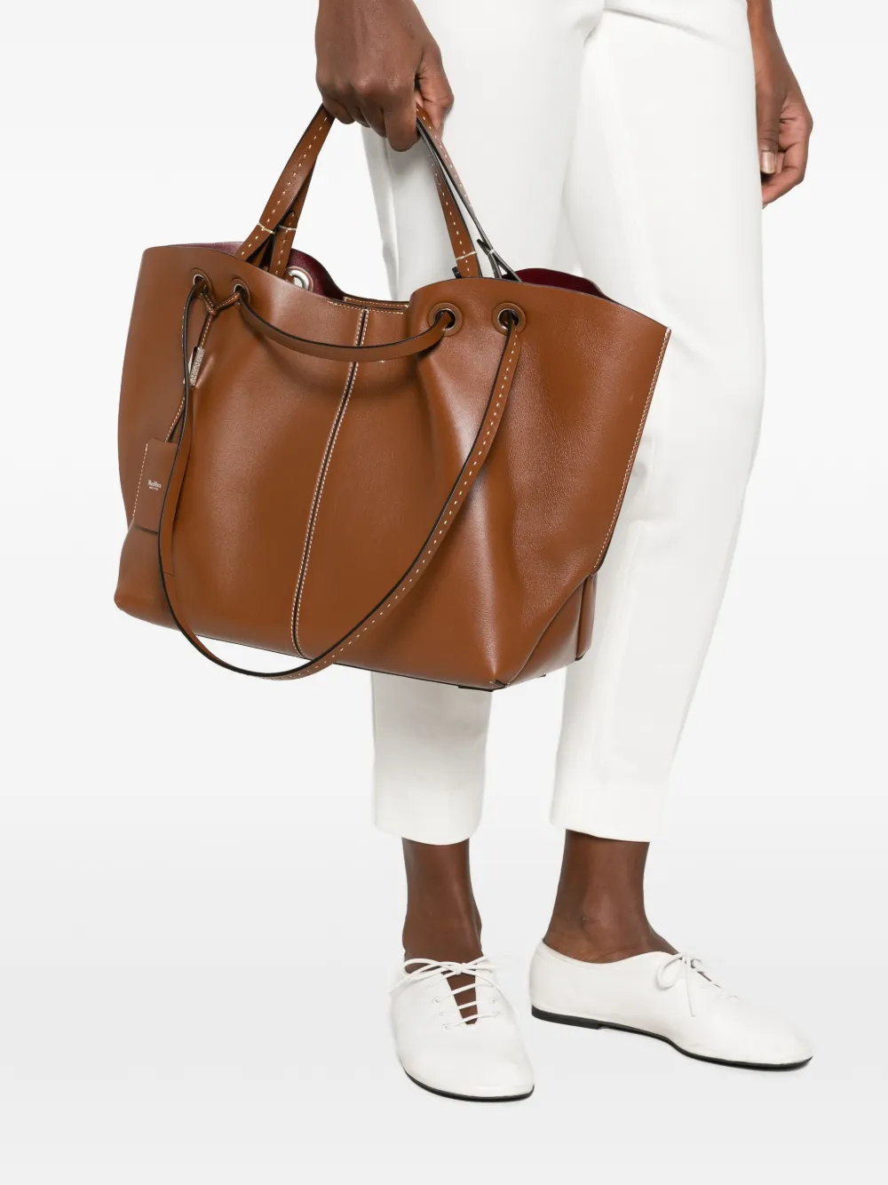 Max Mara Contrast-stitching Tote Bag in Brown, view 2