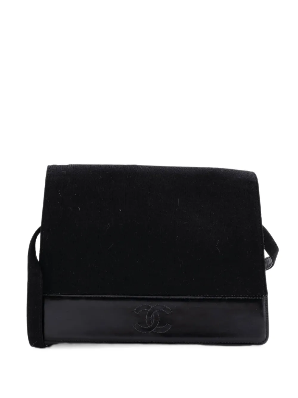 CHANEL Pre-Owned CC Flap Jersey with Patent Medium shoulder bag - Nero