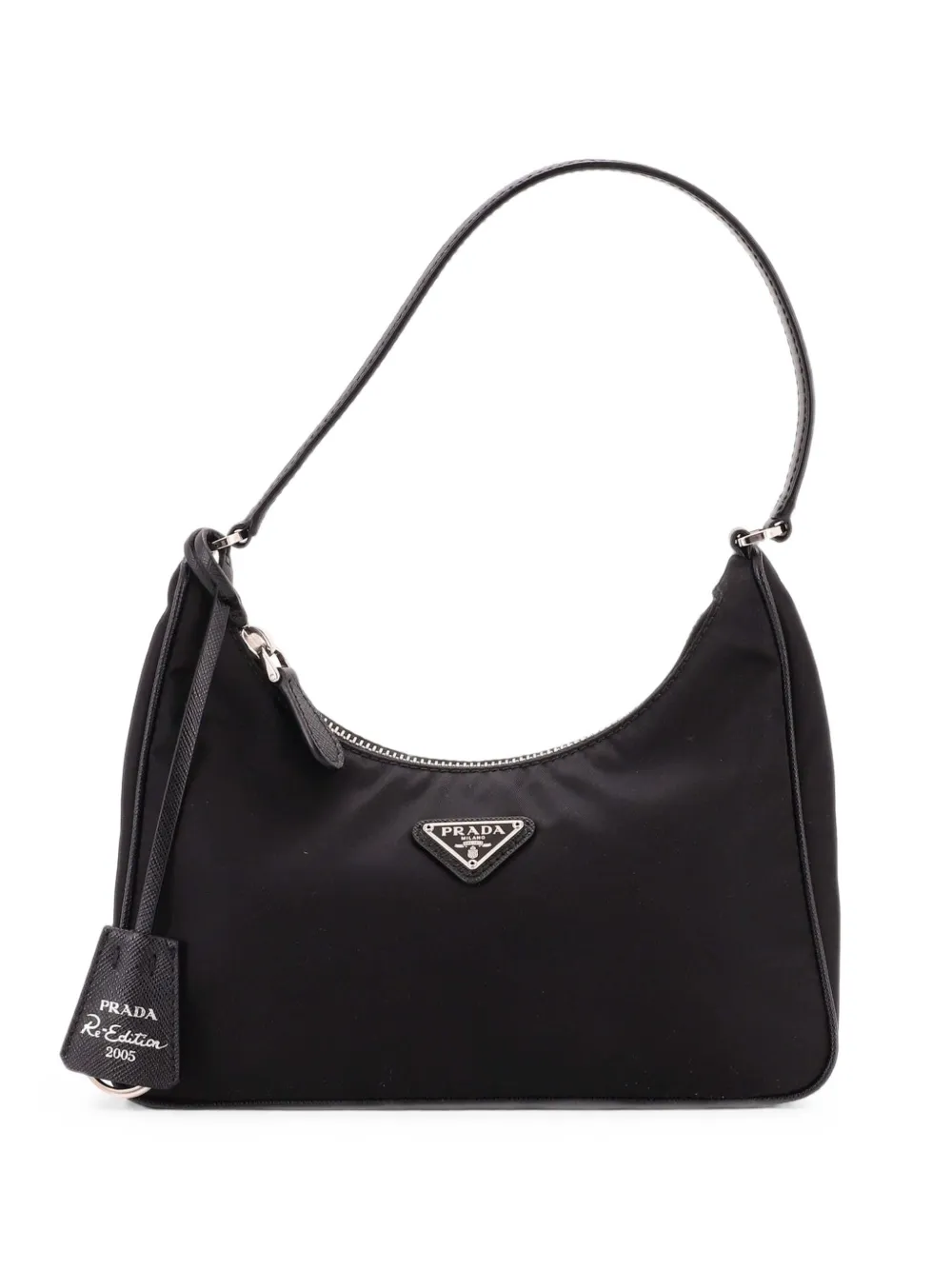 Prada Pre-Owned Re-Edition 2005 Tessuto with Saffiano Leather Mini hobo bag - Schwarz
