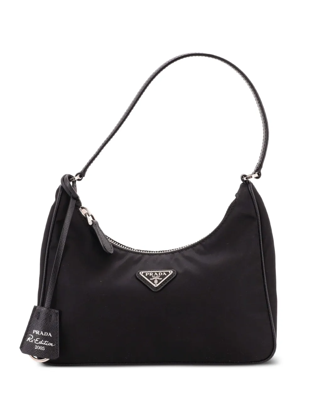Prada Pre-Owned Re-Edition 2005 Tessuto with Saffiano Leather Mini hobo bag - Nero