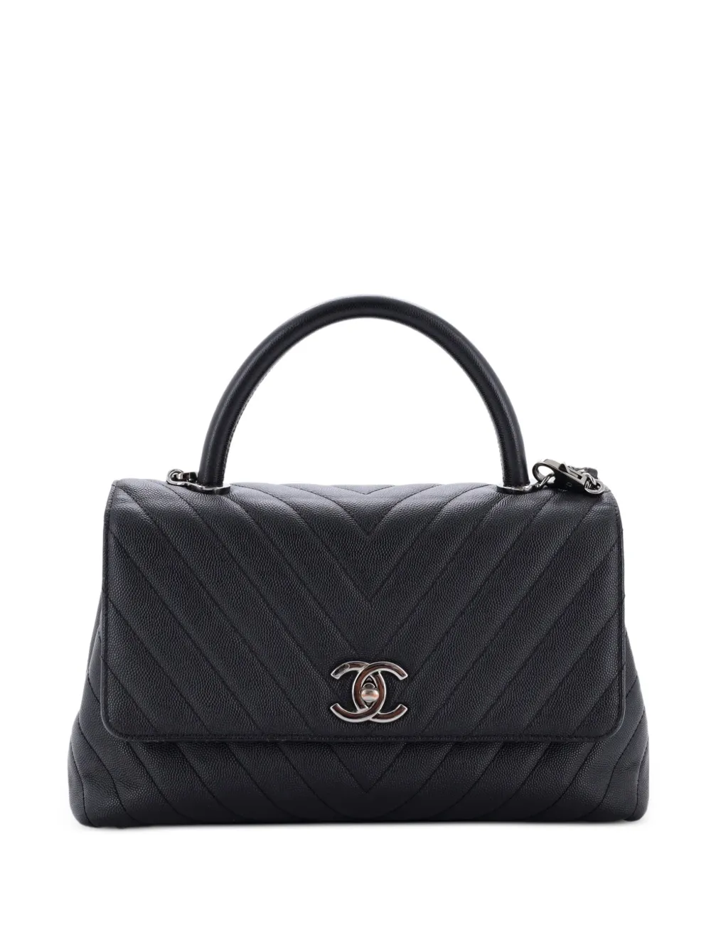 CHANEL Pre-Owned Borsa a spalla Coco piccola in pelle Caviar con motivo Chevron - Nero