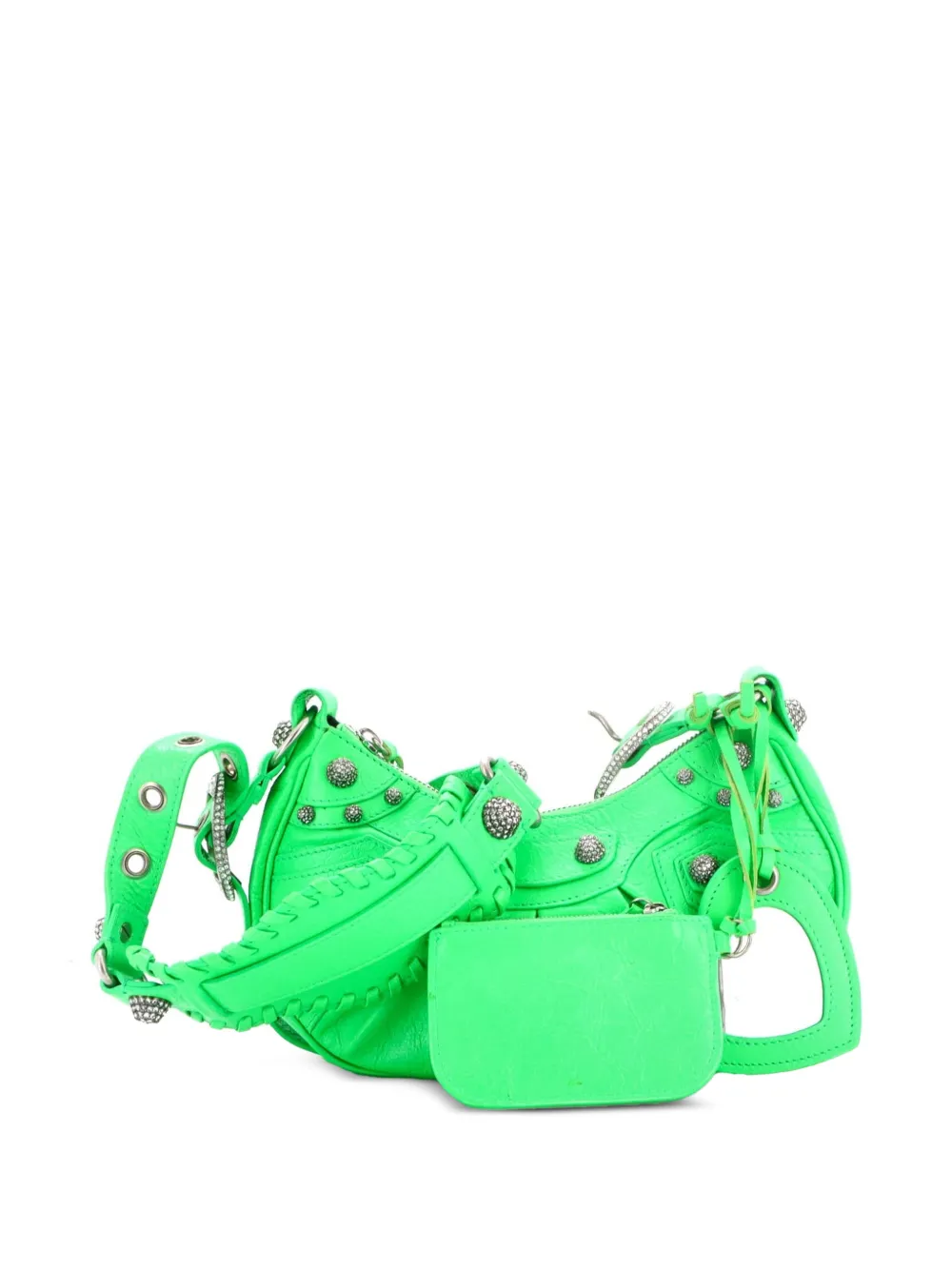 Balenciaga Pre-Owned Le Cagole Giant Studs Leather with Crystals XS shoulder bag - Verde