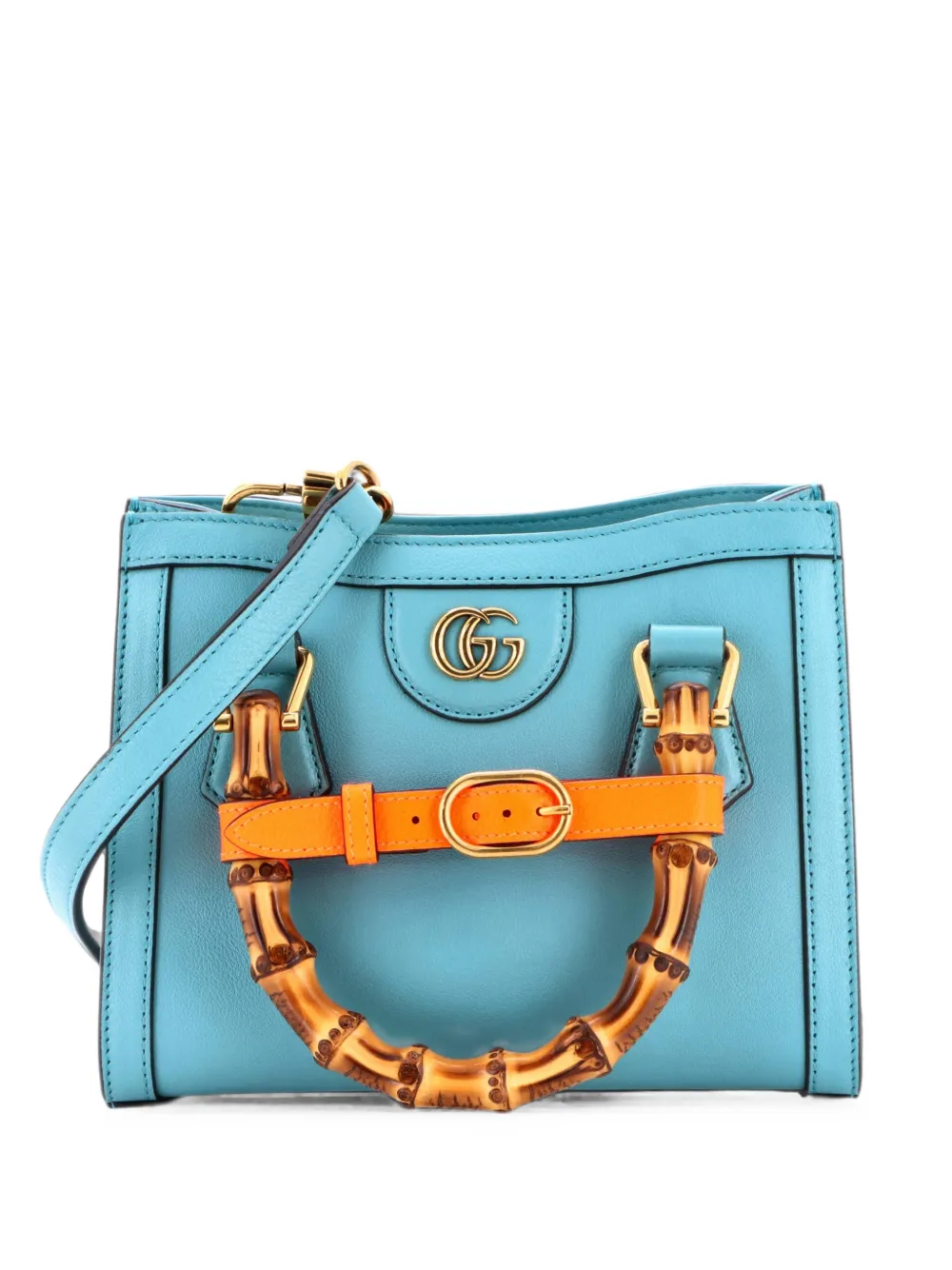 Gucci Pre-Owned Diana NM Bamboo Handle Tote Leather Mini crossbody bag - Blu