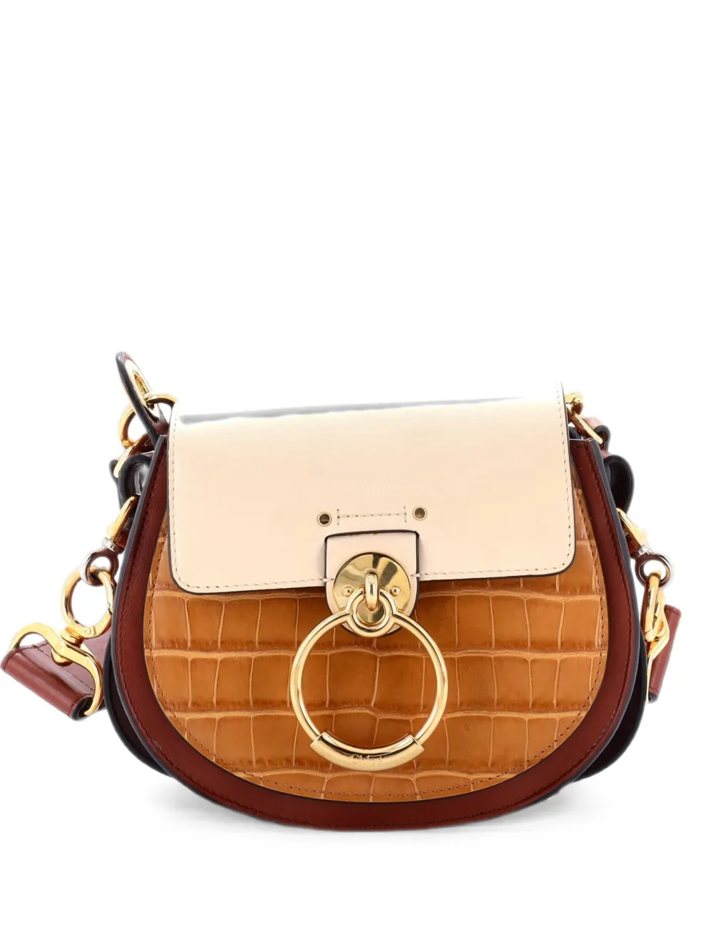 Chloé Pre-Owned Tess Bag Leather with Crocodile Embossed Detail Small crossbody bag - Marrone
