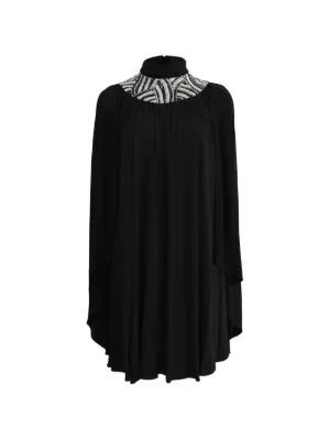 Saint Laurent Pre-Owned Embroidered square-neck Mini Dress | Black