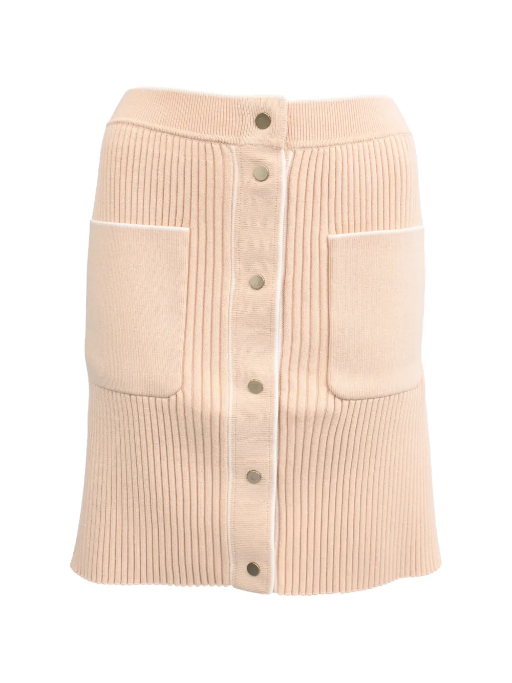Maje Ribbed-knit buttoned skirt - Nude