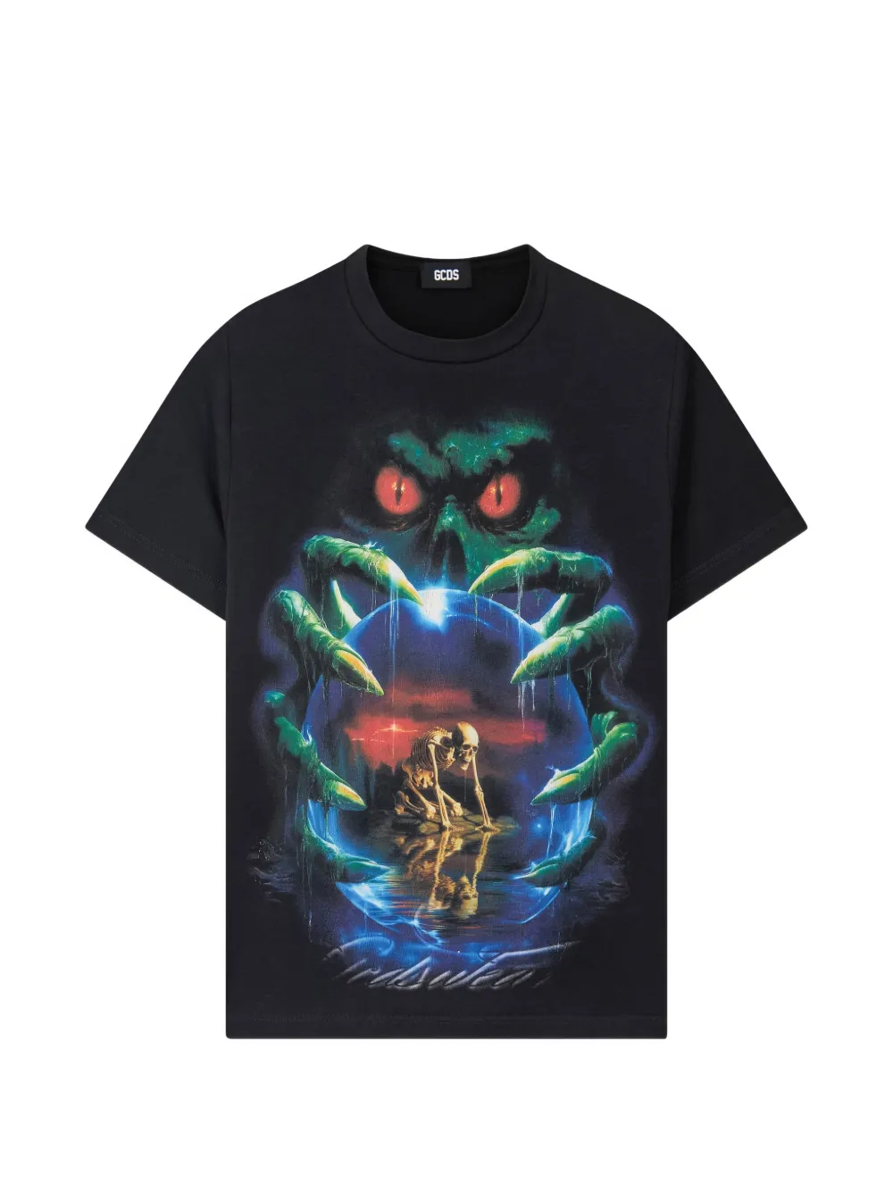 Gcds Gothic Graphic-print T-shirt In Black