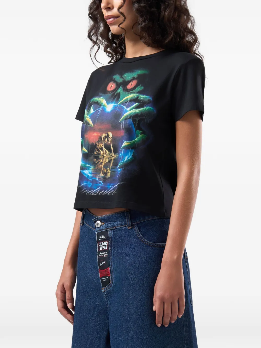 GCDS Gothic T-shirt met grafische print Zwart