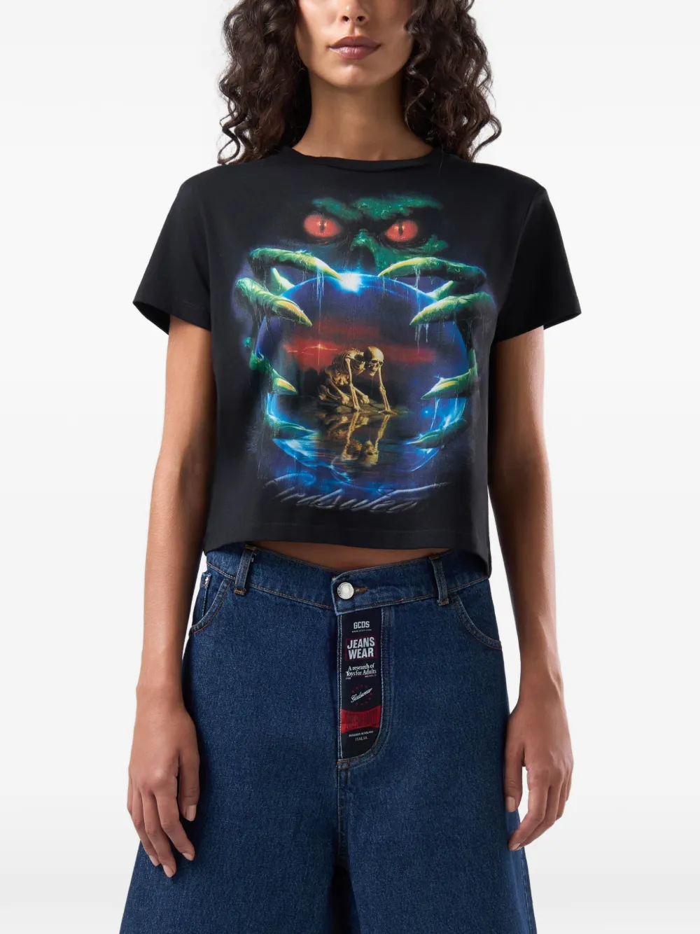 GCDS Gothic T-shirt met grafische print Zwart