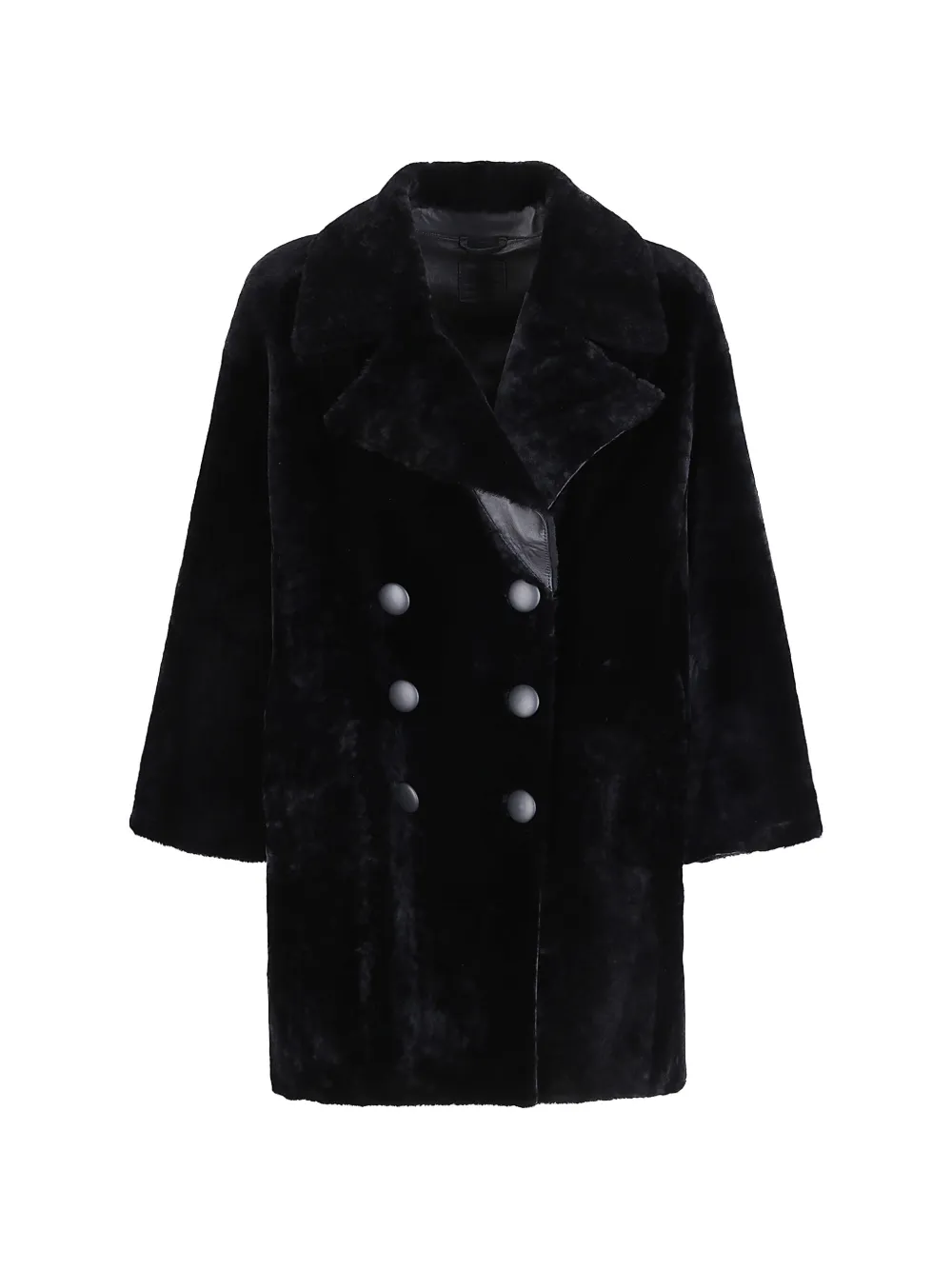 Desa 1972 Double-breasted Shearling Coat In Black