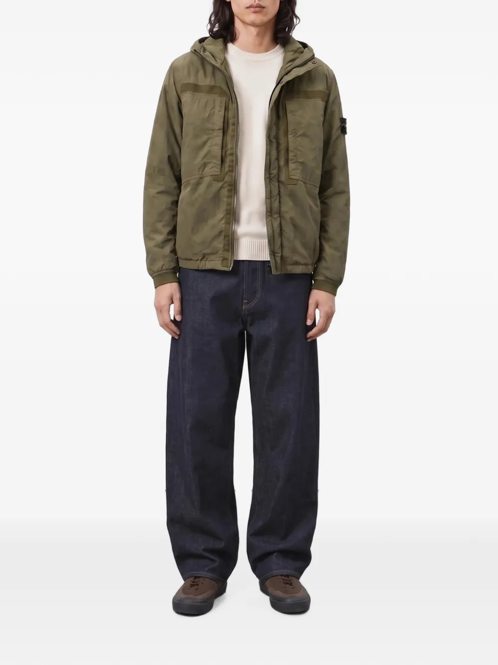 Stone Island Q100007 gewatteerd jack met capuchon Groen