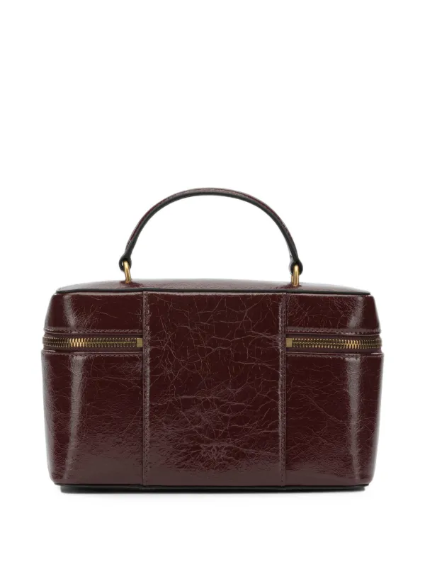 PINKO Love Birds crumpled-effect Leather Tote Bag | Brown