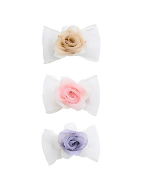 Mimi Tutu rose-accent bow hair clips (set of three)