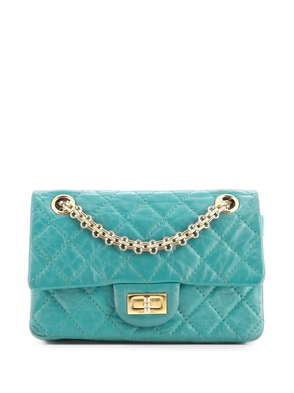 CHANEL Pre-Owned Borsa a tracolla Reissue 2.55 mini in pelle di vitello trapuntata con battente - Verde