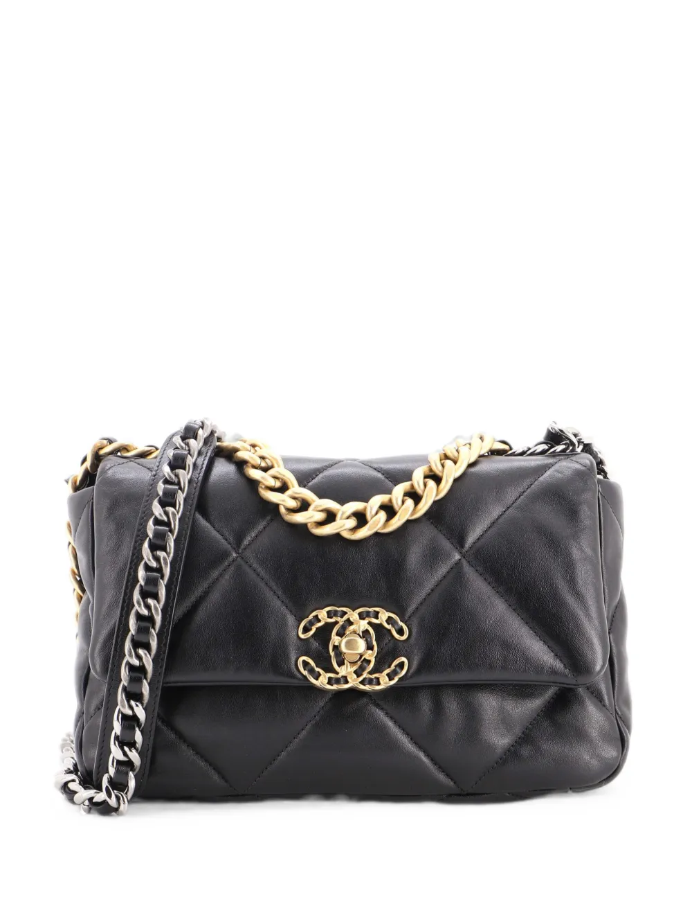 CHANEL Pre-Owned 19 Flap Bag Quilted Leather Medium crossbody bag - Schwarz