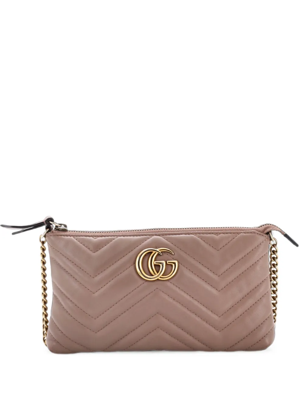 Gucci Pre-Owned Borsa a spalla GG Marmont mini in pelle matelassé con catena - Toni neutri