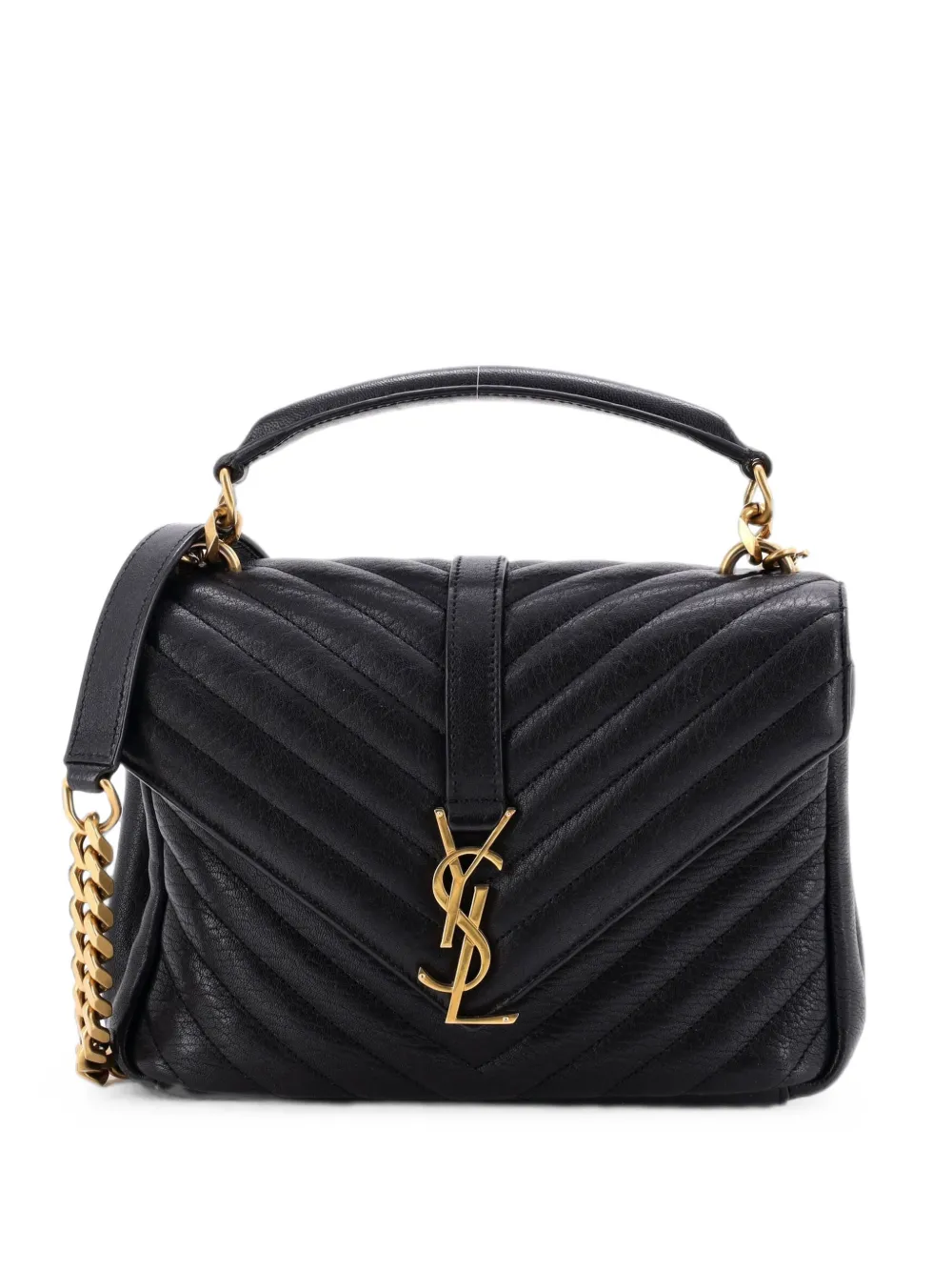 Saint Laurent Pre-Owned Classic Monogram College Bag Matelasse Chevron Leather Medium shoulder bag - Schwarz