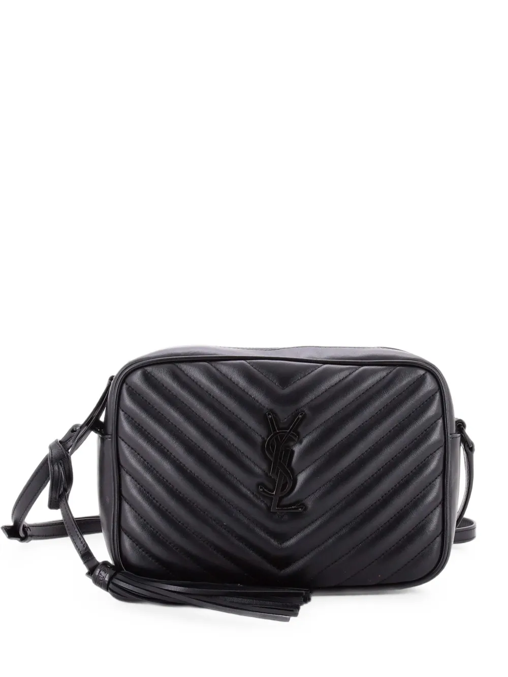 Saint Laurent Pre-Owned Kleine Lou Matelasse Umhängetasche aus Leder mit Zickzackmuster - Schwarz