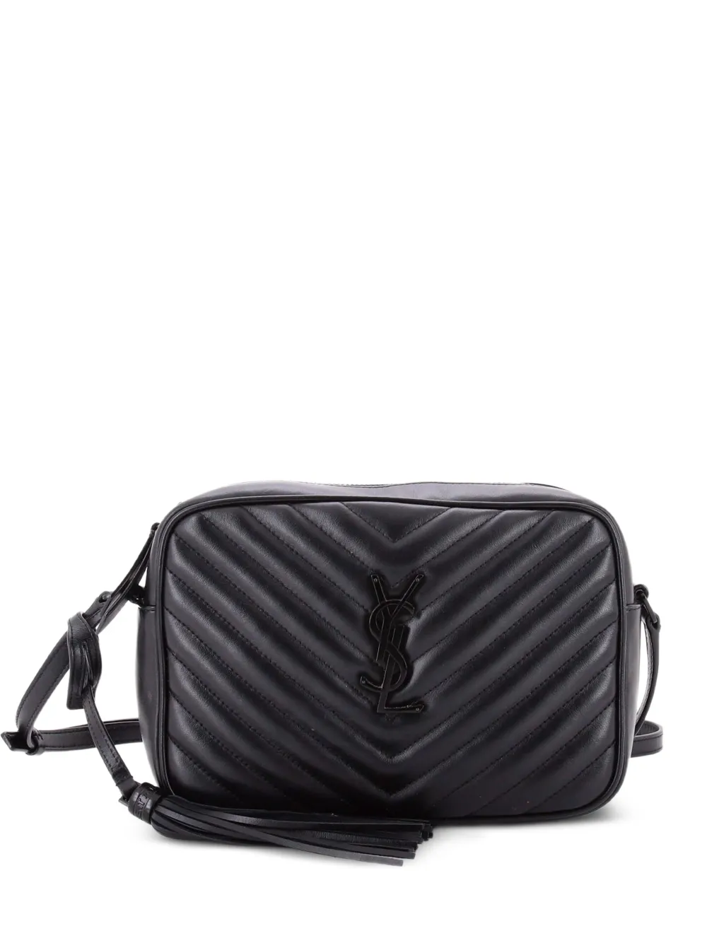 Saint Laurent Pre-Owned Kleine Lou Matelasse Umhängetasche aus Leder mit Zickzackmuster - Schwarz