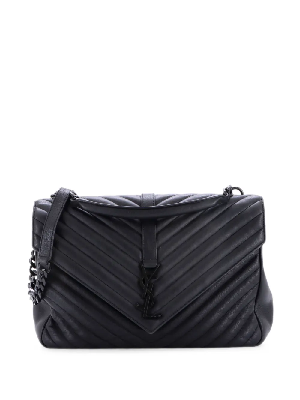 Saint Laurent Pre-Owned Classic Monogram College Bag Matelasse Chevron Leather Large shoulder bag - Schwarz