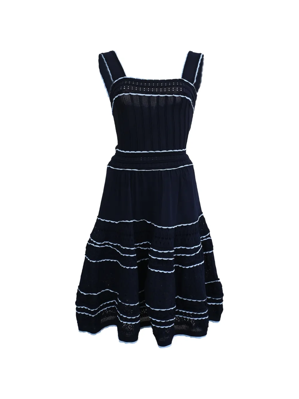 SANDRO robe évasée en maille pointelle - Bleu