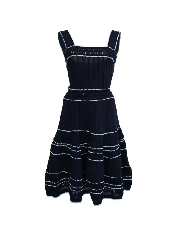 sandro pointelle knit dress Pointelle-knit fit-and-flare | Blue SCNT_40%_EX