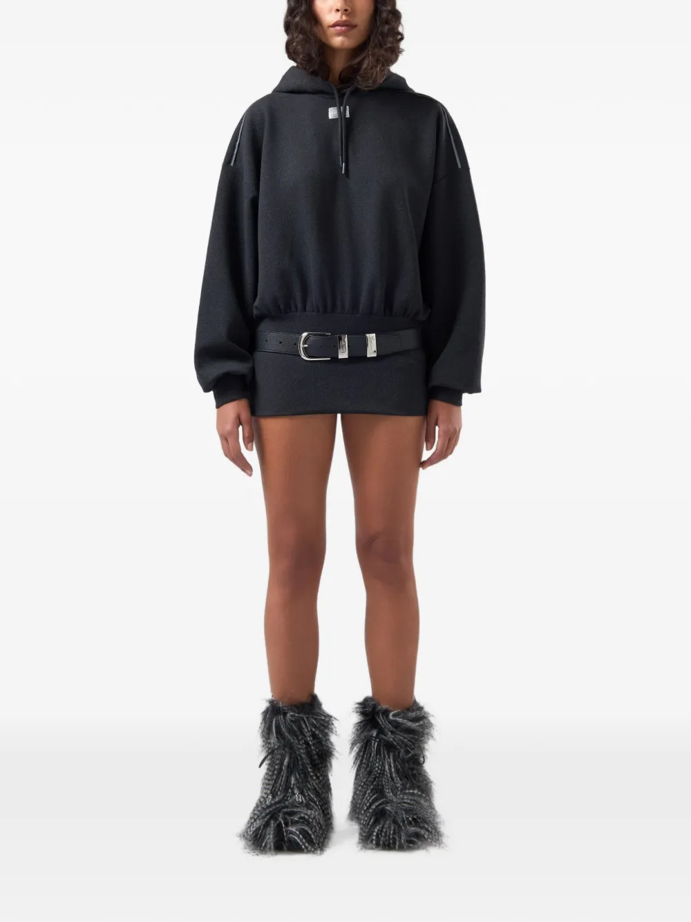GCDS Mini-jurk met capuchon en logopatch Grijs
