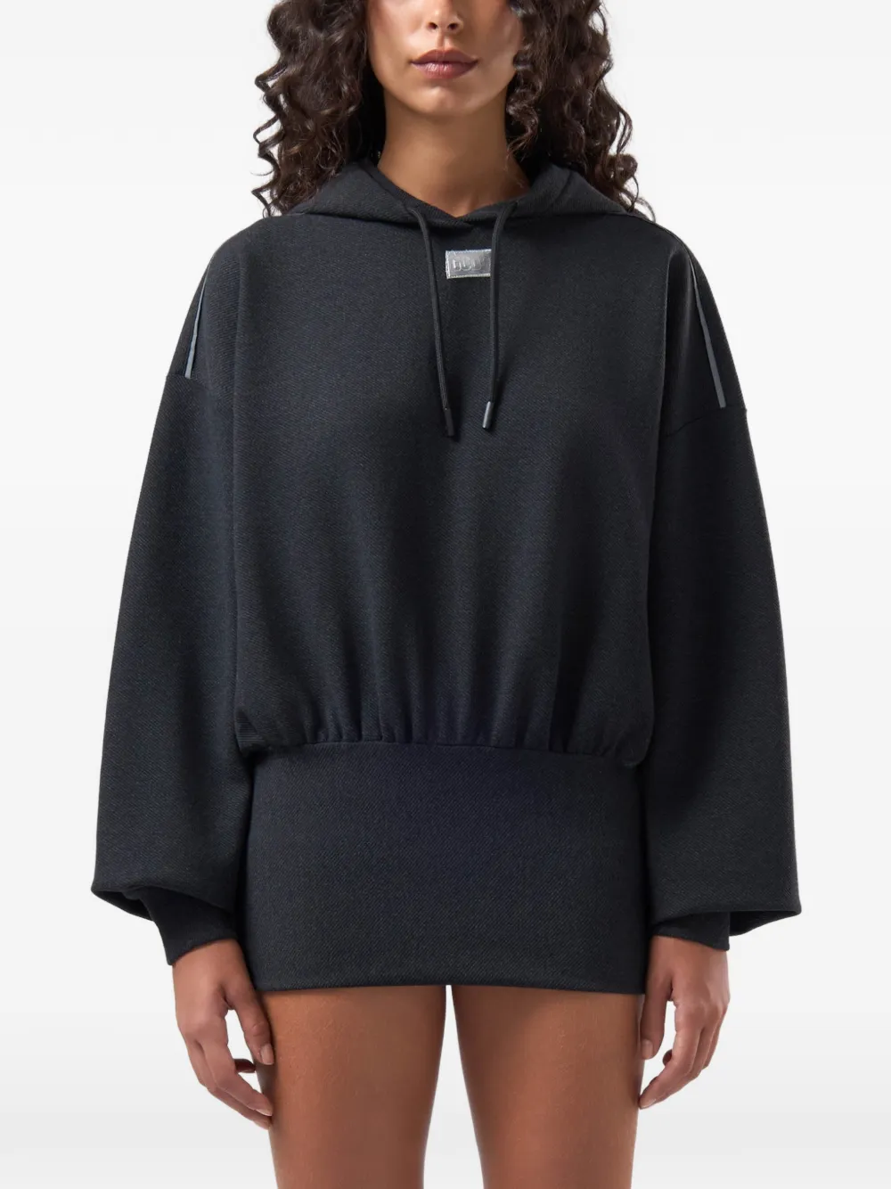 GCDS Mini-jurk met capuchon en logopatch Grijs