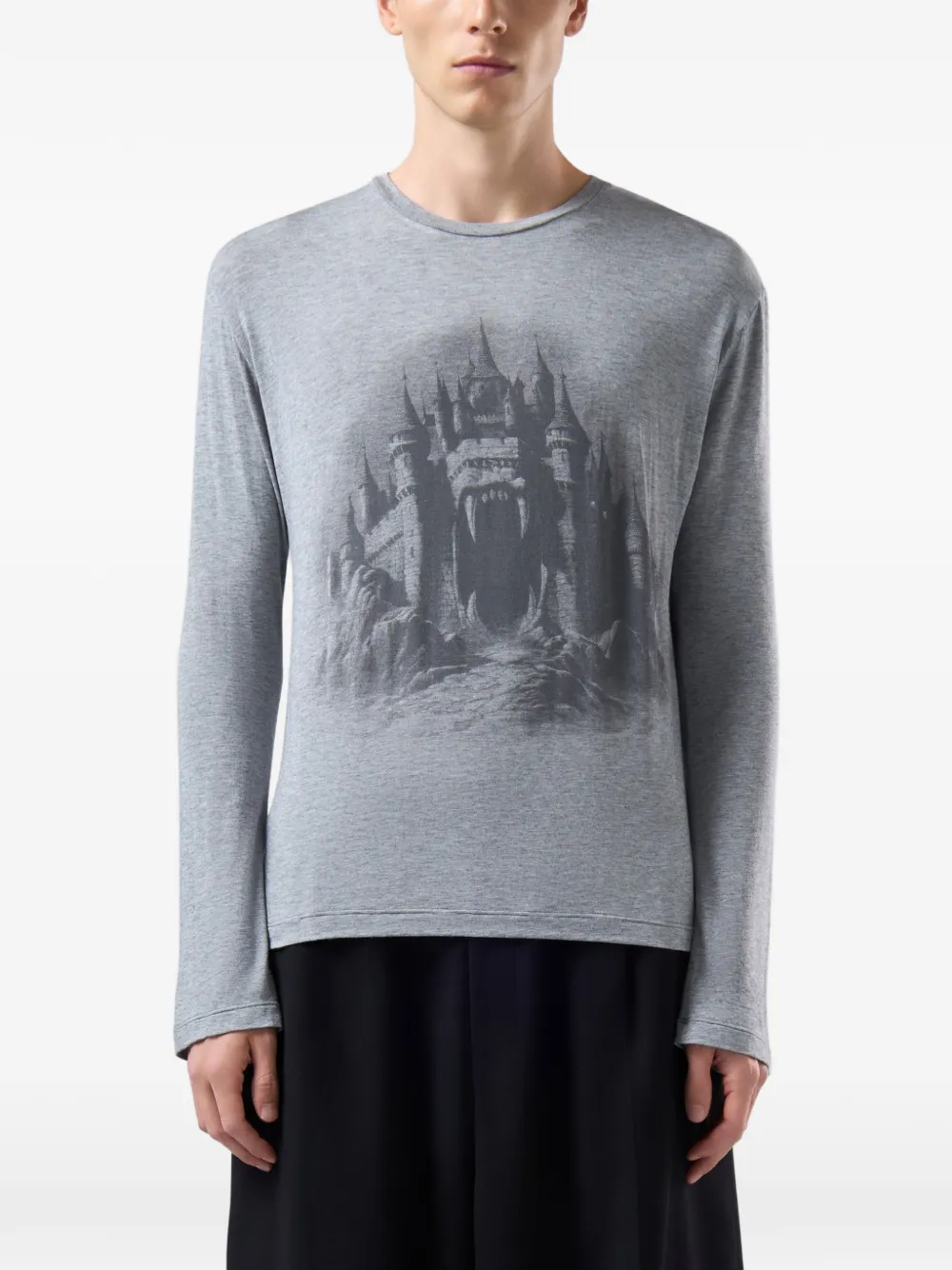 GCDS Maniche Lunghe Gothic T-shirt met lange mouwen en grafische print Grijs