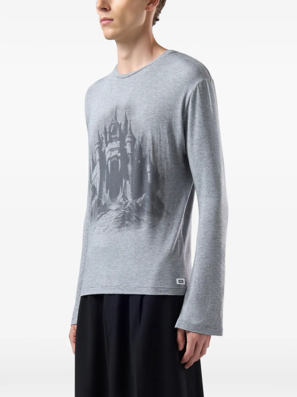 GCDS Maniche Lunghe Gothic T-shirt met lange mouwen en grafische print Grijs