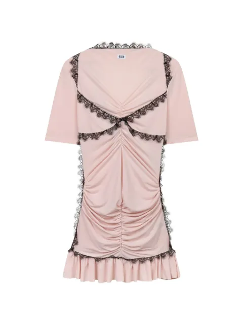 GCDS lace-trim ruched mini dress