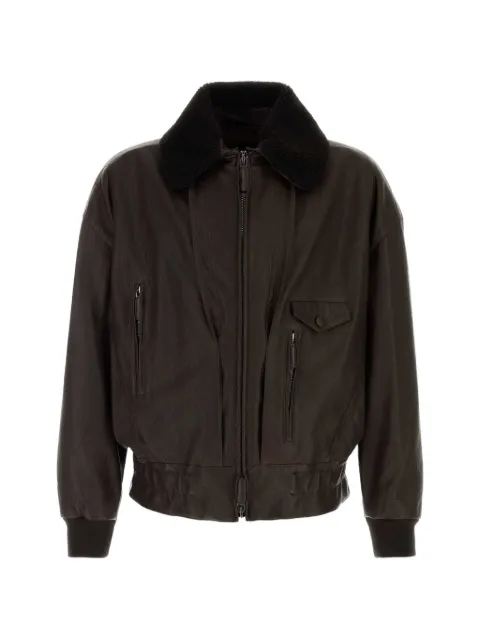 Giorgio Armani shearling-collar leather jacket