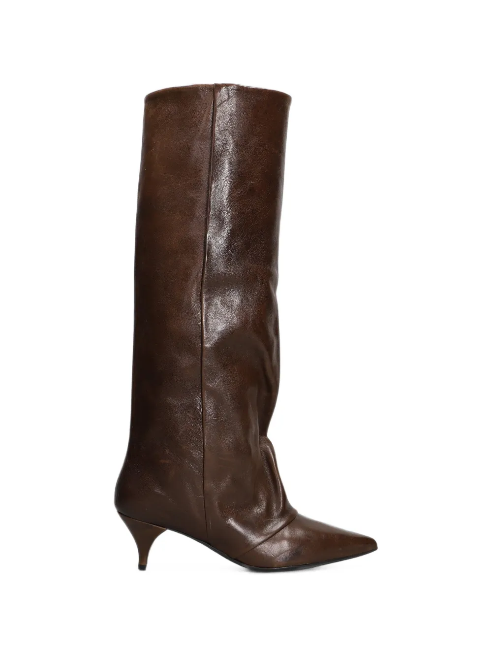 Alchimia Pointed-toe Ruched Boots In Brown