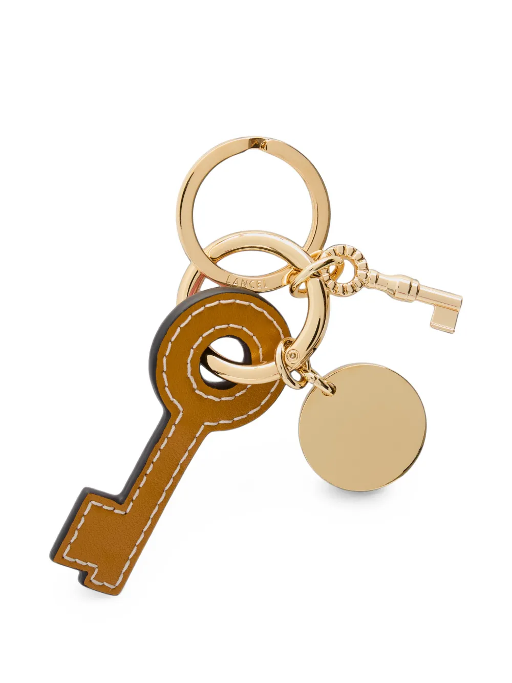 Lancel Master sleutelhanger met sleutelvormige leren hanger Goud