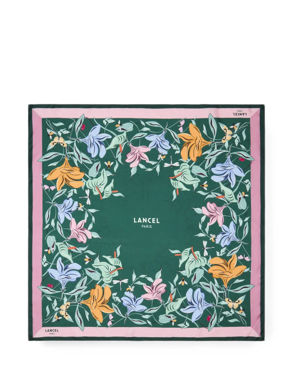 Lancel floral-print silk scarf - Verde