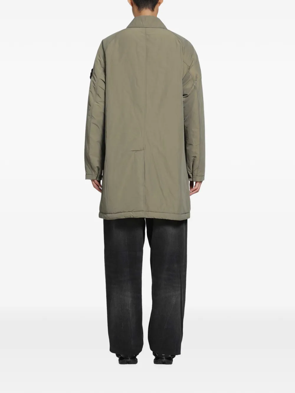 Stone Island logo-patch raglan-sleeve coat Groen
