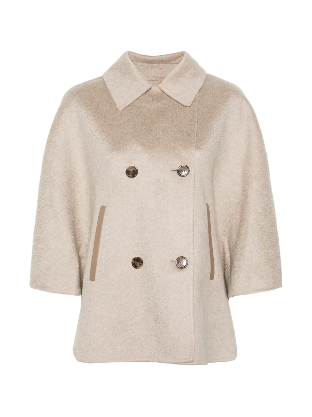 Max Mara double-breasted cape in zibeline cashmere - sand - Nude