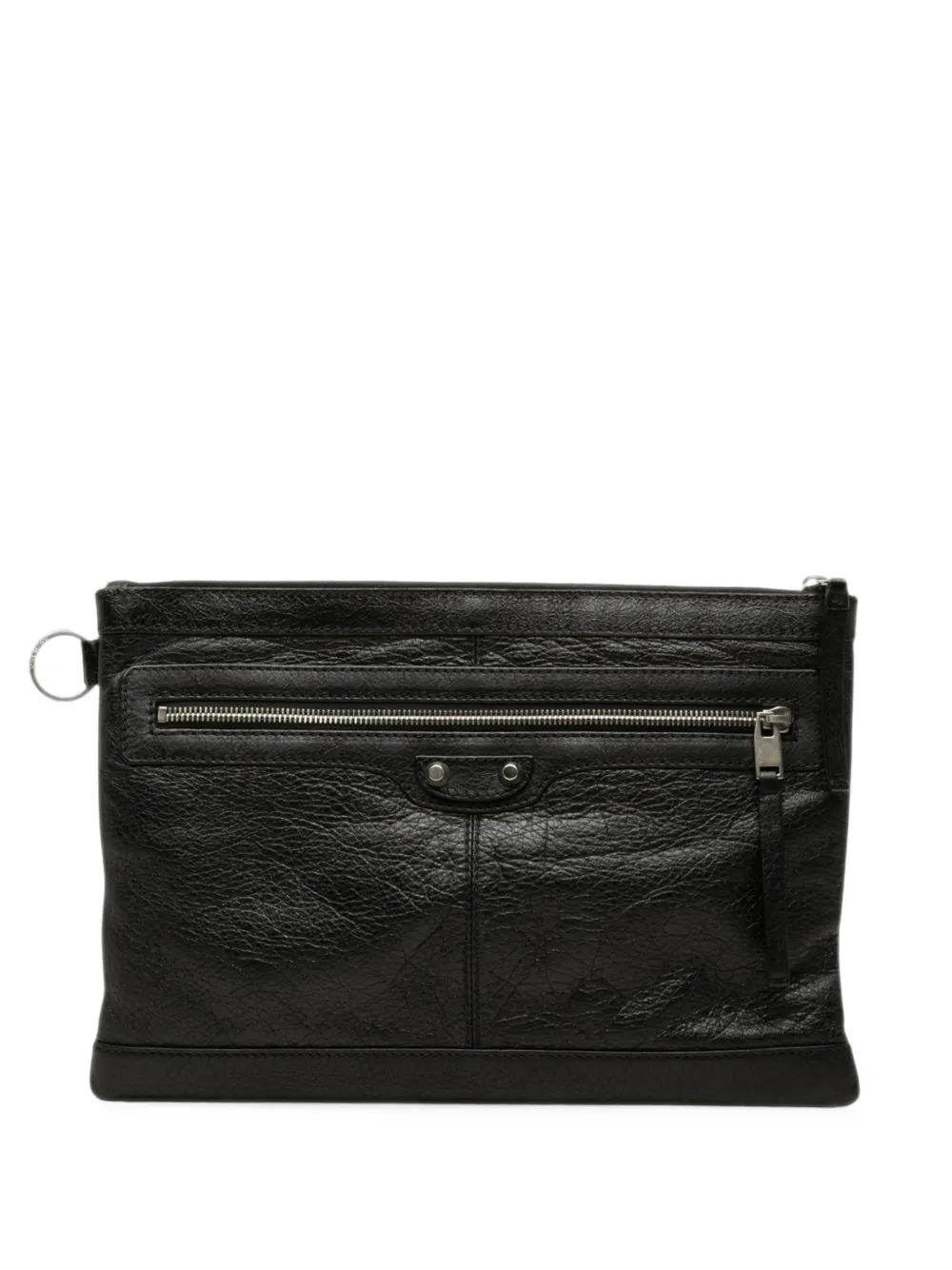 Balenciaga Pre-Owned 2016 Lambskin Motocross Classic Clip M clutch bag - Nero