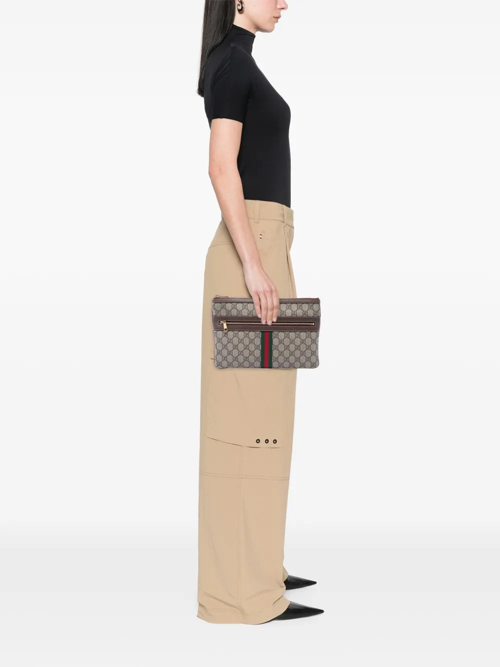 Gucci Pre-Owned 2016-2026 GG Supreme Web Ophidia clutch Beige