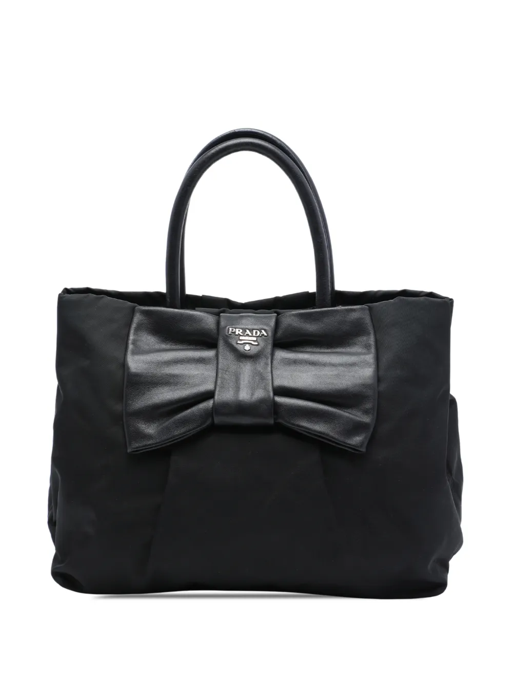 Prada Pre-Owned Borsa tote in tessuto con fiocco 2013-2026 - Nero