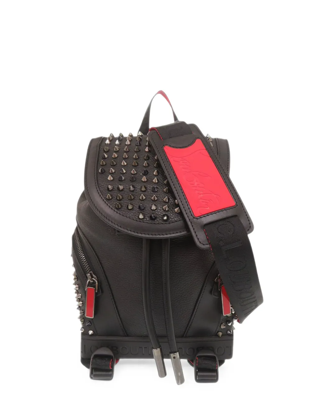 Christian Louboutin Pre-Owned sac à dos Explorafunk bicolore en cuir de veau grainé à clous (2010-2026) - Noir