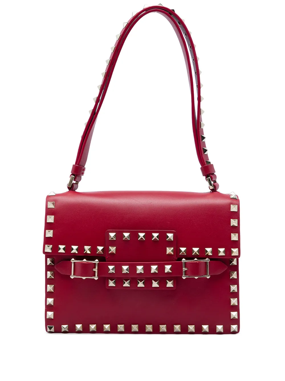 Valentino Garavani Pre-Owned 2000-2017 Leather Rockstud Flap shoulder bag - Rosso